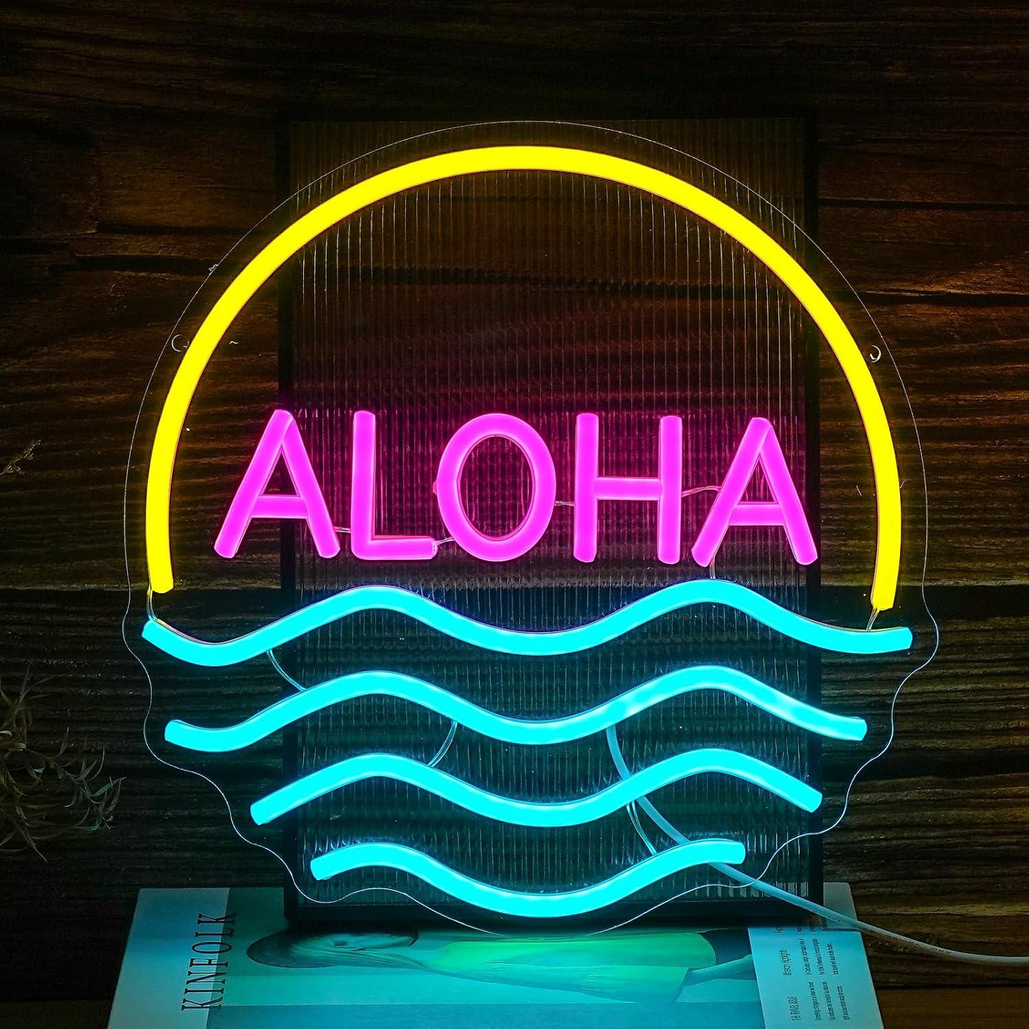 Lighting Decor Rentals - Letreiro Neon Aloha Sunset Wave com