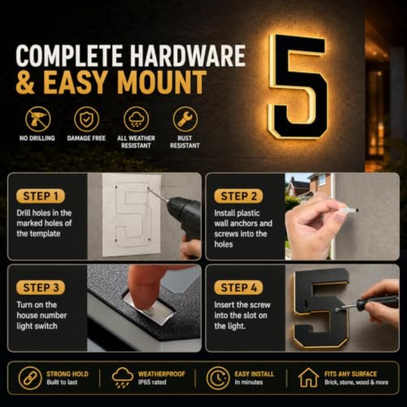 Luz de Número de Casa LED Sola - Decor Lighting Address avaliação e preço