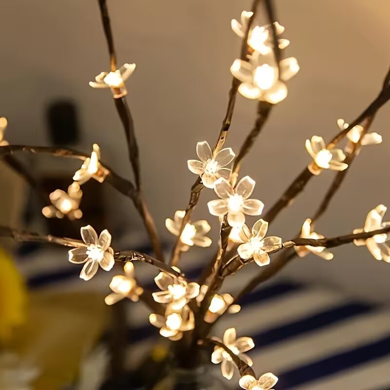 Luzes de ramo de cerejeira com - Lighting Table Decor avaliação e preço