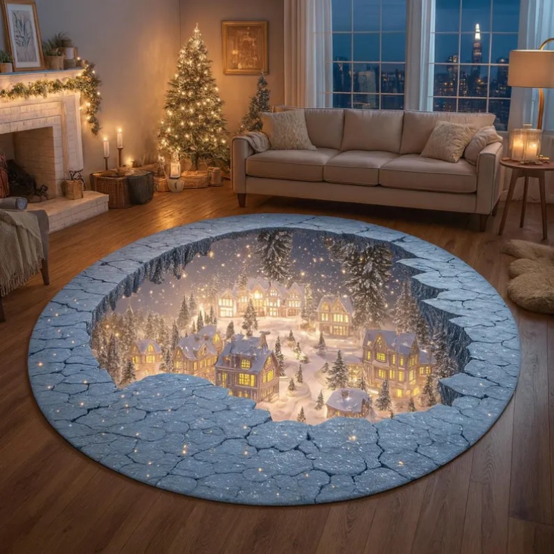 3d natal aldeia tapete inverno - Bathroom Lighting Decor Ideas avaliação e preço